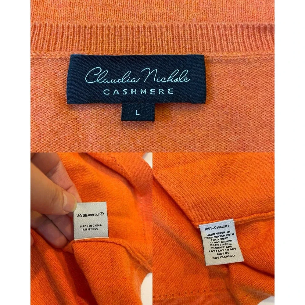 Claudia Nichole Cashmere Orange Cashmere Longsleeve Sweater Swiftie Cozy‎ L NEW - Picture 4 of 11